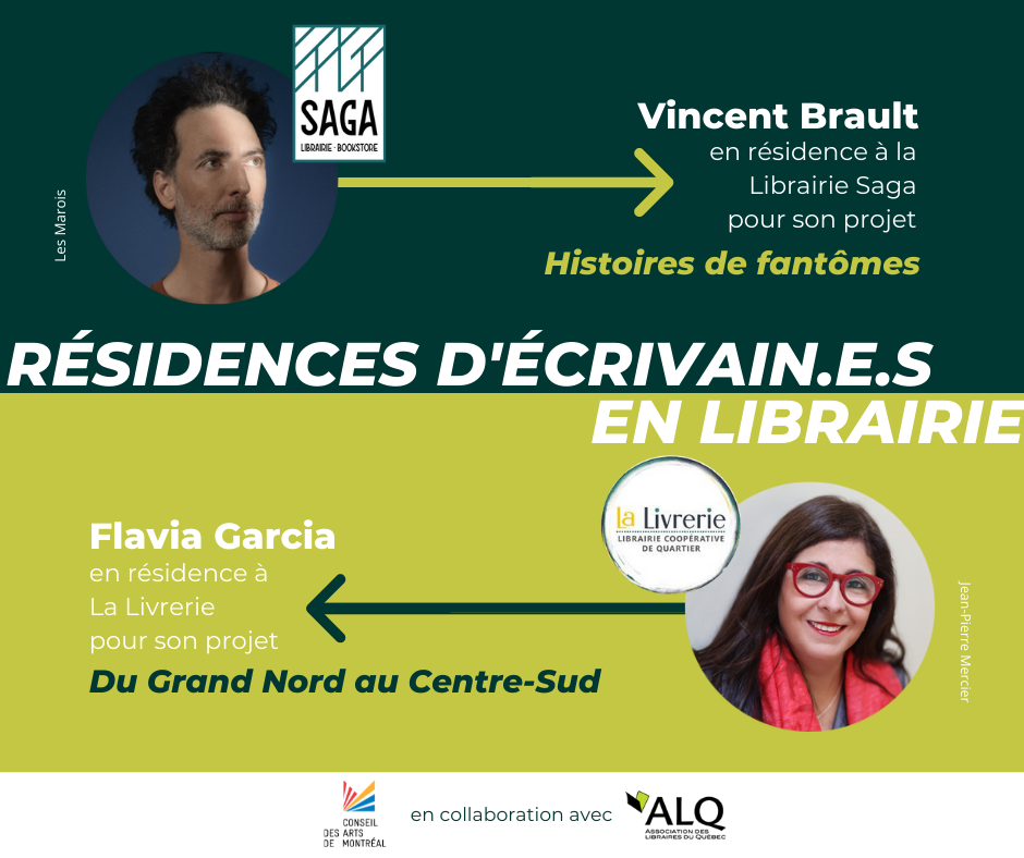 Flavia Garcia et Vincent Brault remportent les résidences d’écrivain.e.s en librairie 2022!